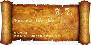 Nyemecz Tádé névjegykártya